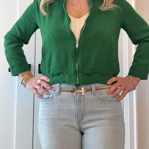 Massimo Dutti Vibrant Green Bomber Jacket